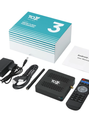 Tox3 smart tv box s905x4 4/32 gb приставка, нова ревізія.