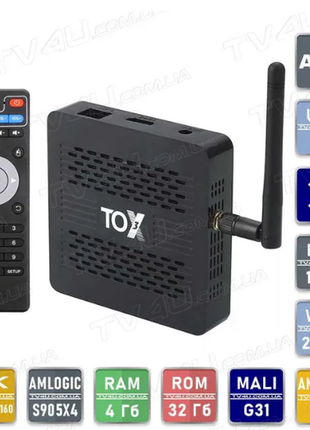 Tox3 smart tv box s905x4 4/32 gb приставка, нова ревізія.3 фото