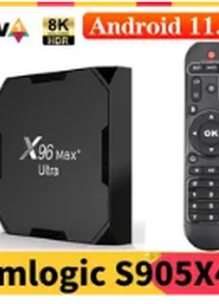 X96 max plus ultra tv box android 11, 4/64 гб. amlogic s905x4.