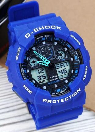 Чоловічий годинник casio g-shock ga-100, синій годинник casio g-s