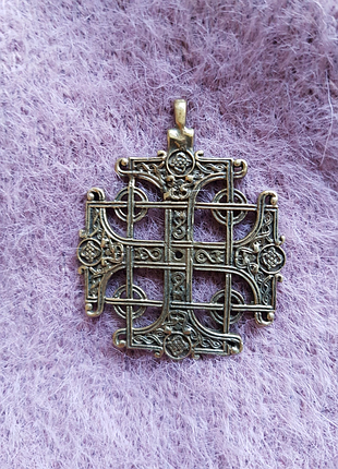 Кулон згарда хрест єрусалимський бронзовий 3,7#3,7см