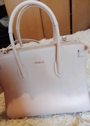 Сумка жіноча шкіряна оригінал класична furla рожева1 фото