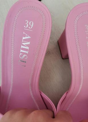 Ликвидация 🔥д78 тренд! розовые шлепанцы на каблуке квадратный носок5 фото