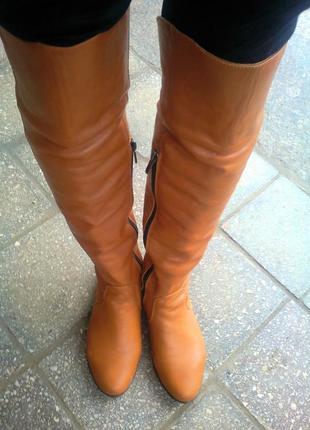 Кожаные деми ботфорды р.36,5.