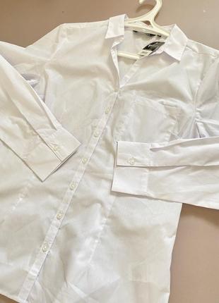 Классическая белая рубашка с длинным рукавом стильная рубашка с хлопком р. m/l5 фото