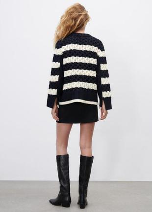 Свитер zara striped knit sweater