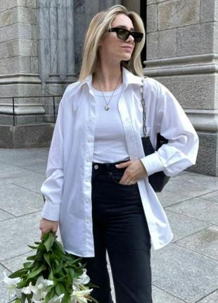 Классическая белая рубашка с длинным рукавом стильная рубашка с хлопком р. l