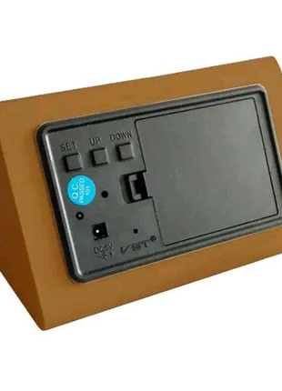 Часы сетевые vst-864-4 зеленые, (корпус коричневый), usb2 фото