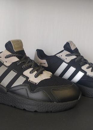 Кроссовки мужские демисезонные кожаные (весна-осень) adidas jogger чёрно-серые 46р. - 29,5см (стопа)