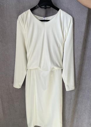Біла атласна сукня відтінок ivory3 фото