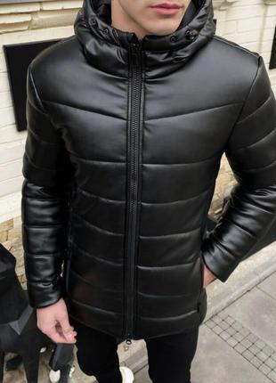 Шкіряна зимова  куртка black