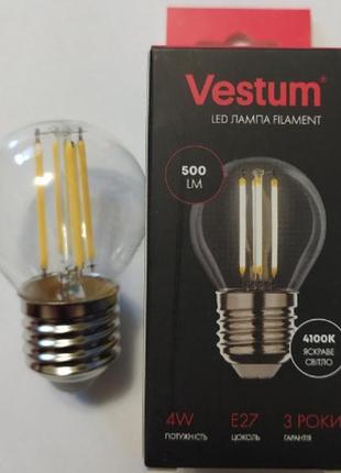 Светодиодная филаментная лампа vestum led g45 4вт 4100k (нейтральный свет), цоколь е273 фото