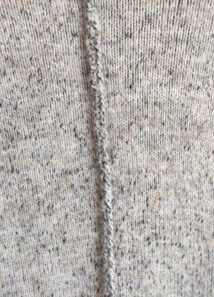 Тепла вовняна накидка-пончо zara сірого меланжевого кольору з високим коміром6 фото