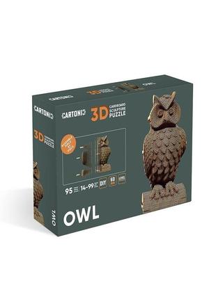 3d пазл картонний cartonic owl сова 95 деталей