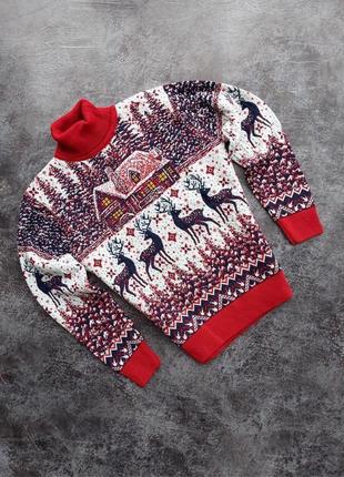 Новорічні чоловічі светри з будиночком5 фото