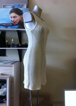 Новое вязаное кружевное пляжное платье бежевое тренд 8-10-12 от atm3 фото