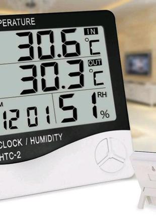 Цифровий термогігрометр htc-2 з виносним датчиком температури + ч