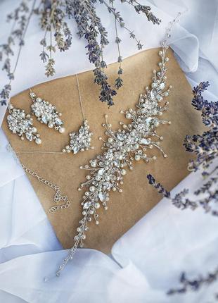 Свадебное украшение для волос, веточка в прическу, комплект украшений  для невесты8 фото