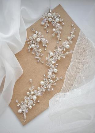 Свадебное украшение для волос, украшение для волос, веточка в прическу, украшения для невесты1 фото
