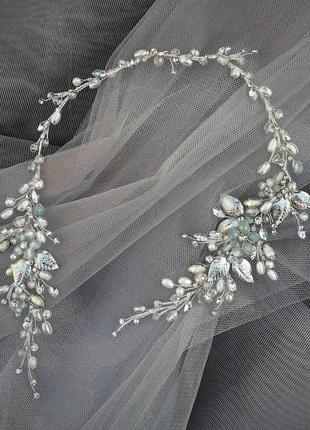 Свадебное украшение для волос, веточка в прическу, украшения в прическу на выпускной1 фото