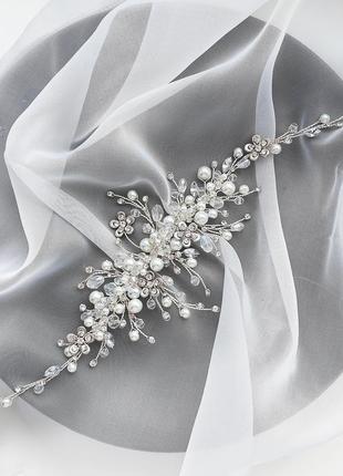 Свадебное украшение для волос, веточка в прическу, украшение в прическу невесте3 фото
