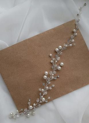Свадебное украшение для волос, веточка  в прическу, украшение в прическу, ободок8 фото