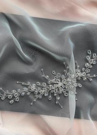Свадебное украшение для волос, хрустальная веточка в прическу, нежное украшение в прическу, ободок6 фото