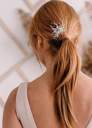 Свадебное украшение для волос, гребешок в прическу, украшения в прическу невесте, украшения в волосы2 фото