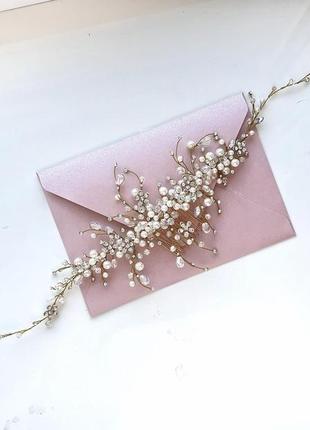 Свадебное украшение для волос, веточка в прическу, украшение в прическу невесте, ободок