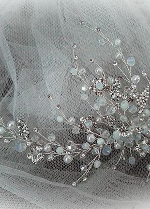 Свадебное украшение для волос, веточка в прическу,украшение в прическу невесте, аксессуар в прическу6 фото
