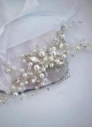 Свадебное украшение для волос, гребешок в прическу, украшение в прическу невесте, заколка5 фото