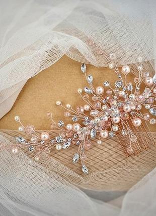 Свадебное украшение для волос, гребешок в прическу, украшение в прическу невесте5 фото