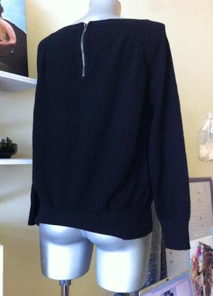 Чорний базовий светр світшот реглан джемпер з замком фактурний 10-12-14