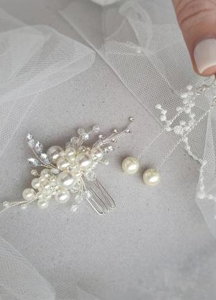 Свадебное украшение для волос, гребешок в прическу, украшения в прическу невесте, украшения в волосы4 фото