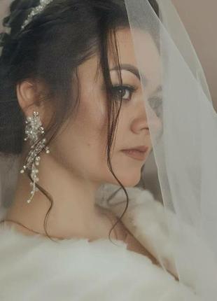 Свадебная диадема, тиара, корона, нежная диадема , диадема для невесты, диадема и серьги