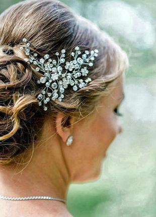 Свадебное украшение для волос, веточка в прическу, украшения в прическу, прикраса у зачіску6 фото