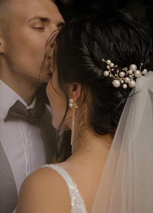 Свадебное украшение для волос, заколки в прическу, шпильки с жемчугом, жемчужные шпильки2 фото