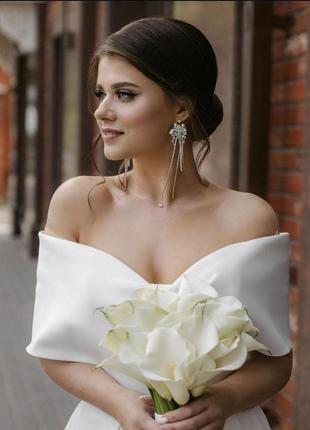 Серьги, свадебные серьги, серьги для невесты, длинные серьги, серебристые серьги