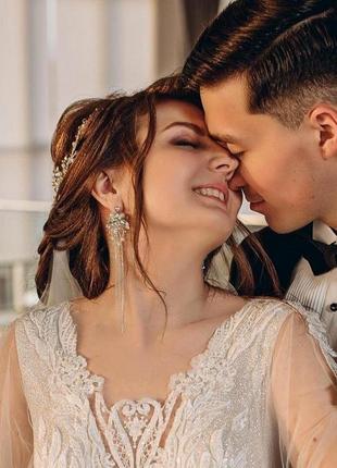 Серьги, свадебные серьги, серьги для невесты, длинные серьги, серебристые серьги