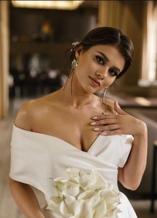 Серьги, свадебные серьги, серьги для невесты, длинные серьги, серебристые серьги