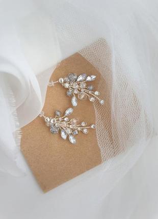Серьги, свадебные серьги, серьги из камней, хрустальные серьги, серьги для невесты3 фото