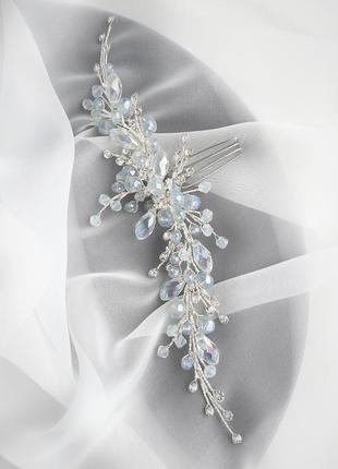 Свадебное украшение для волос, веточка в прическу, украшение в прическу невесте, украшение с опалами