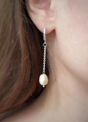 Подвеска и серьги из жемчуга, подвеска жемчуг, серьги жемчужины, свадебные серьги , серьги цепи