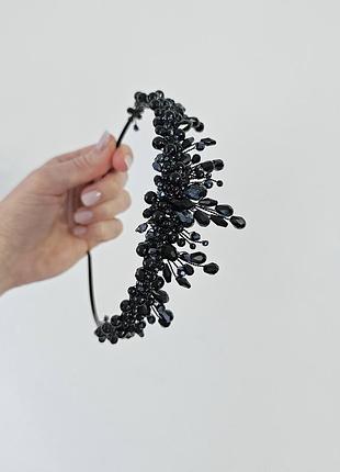 Діадема чорна, чорна корона, чорна тіара, діадема на хеловвін