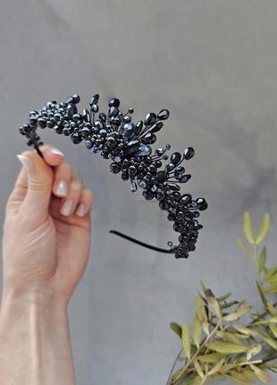 Діадема чорна, чорна корона, чорна тіара, діадема на хеловвін