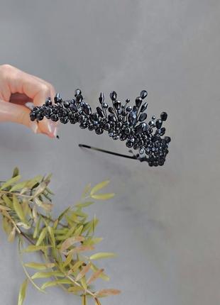 Діадема чорна, чорна корона, чорна тіара, діадема на хеловвін