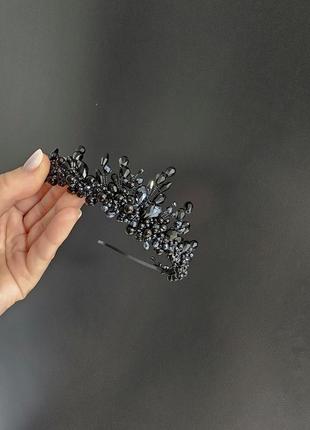 Діадема чорна, чорна корона, чорна тіара, діадема на хеловвін