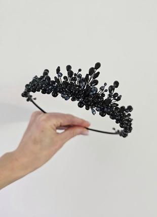 Діадема чорна, чорна корона, чорна тіара, діадема на хеловвін
