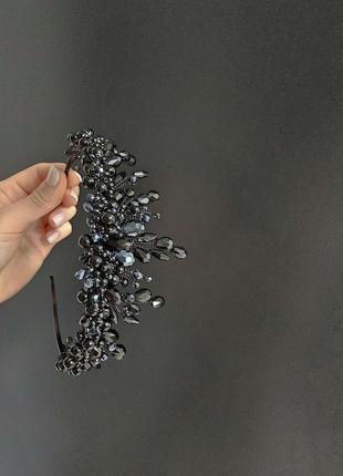 Діадема чорна, чорна корона, чорна тіара, діадема на хеловвін