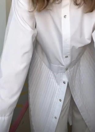Белоснежное платье zara плиссированная модель, фасон рубашка2 фото